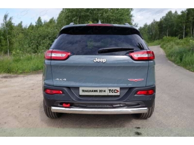 Защита заднего бампера овальная 75-42 мм ТСС для Jeep Cherokee Trailhawk 2014-2021
