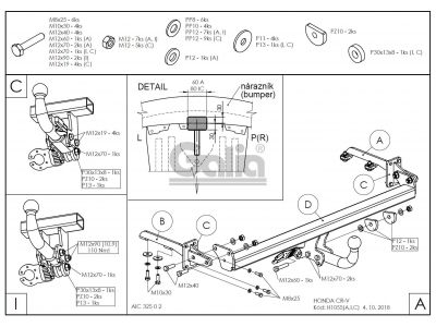 Фаркоп Galia шар С оцинкованный, быстросъемное крепление для Honda CR-V 2017-2021