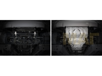 Защита картера, КПП, радиатора и РК Rival для 2,4D и 3,0 сталь 3 мм для Mitsubishi L200/Pajero Sport/Fiat Fullback 2015-2020