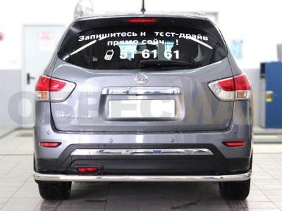 Защита заднего бампера большая 60 мм для Nissan Pathfinder 2014-2021